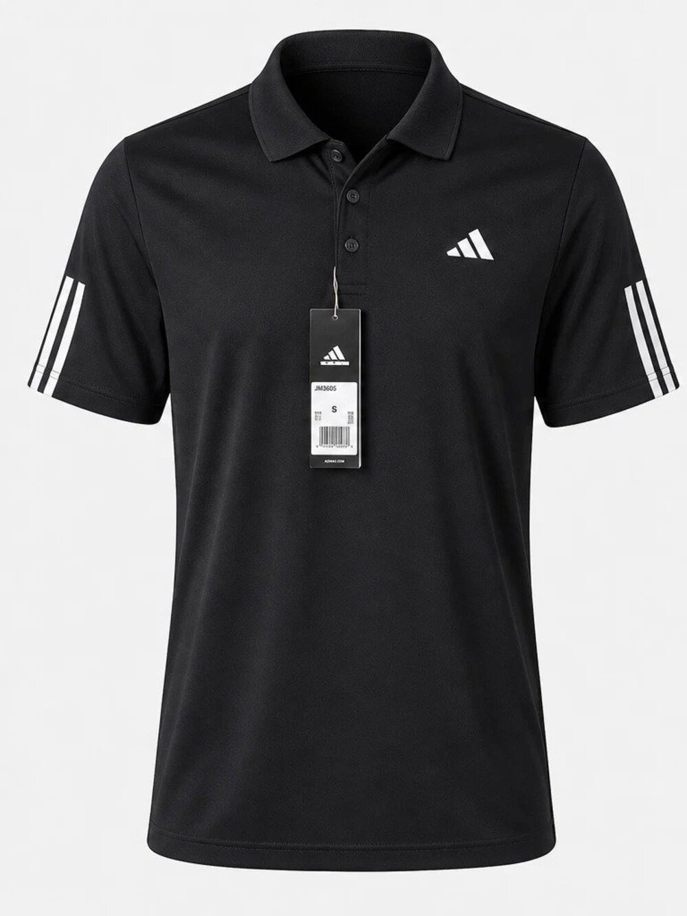 adidas 3 Stripe Sleeve Polo Shirt Black Size S ADVR0822 NWT